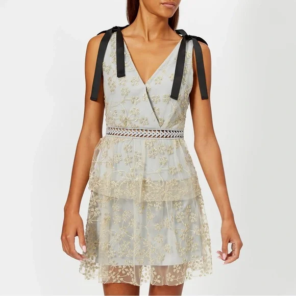 Self-Portrait | Dresses | Self Portrait Tiered Floral Beaded Dress |  Poshmark